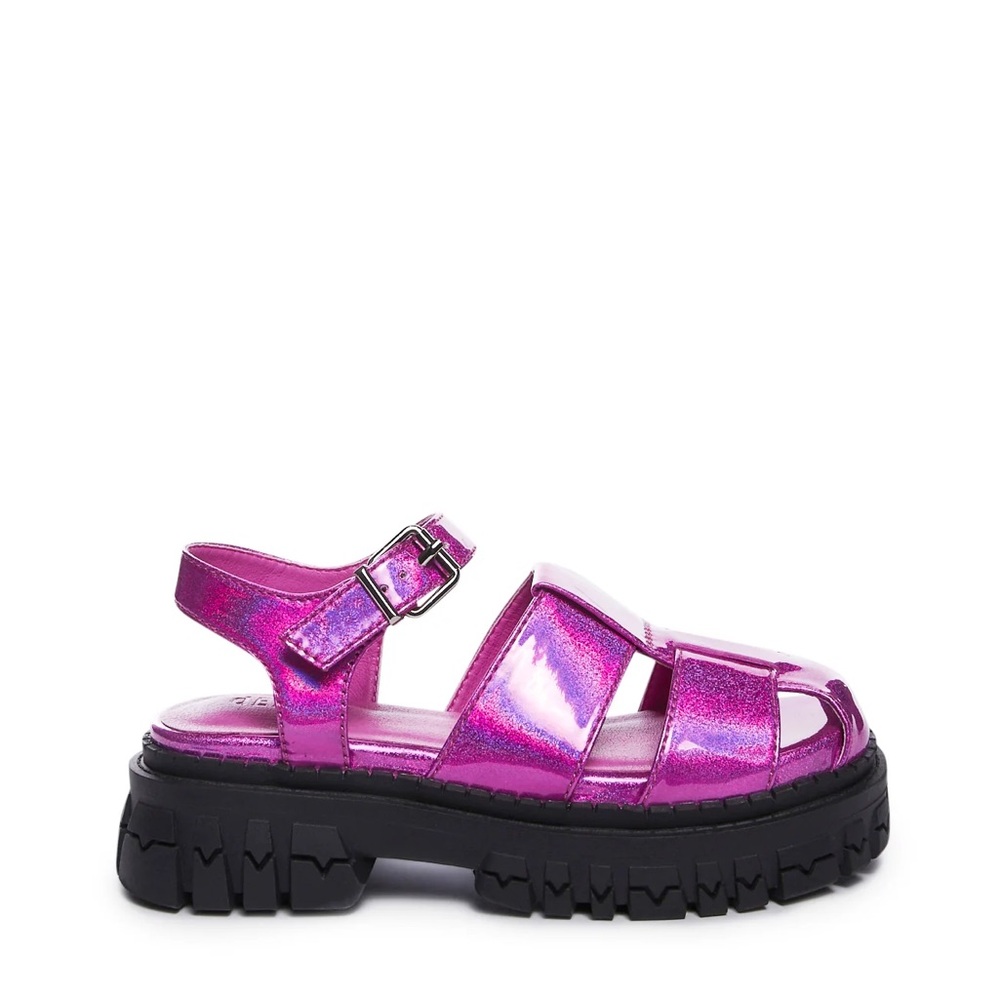 Iridescent Holographic Pink Delia’s Platform Sandals